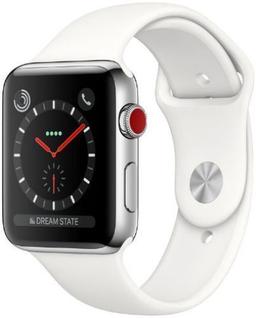 Apple Watch Series 3 (Cellular + GPS) - 16GB - 38mm - Silver Stainless Steel Case with White Rubber Sport Band