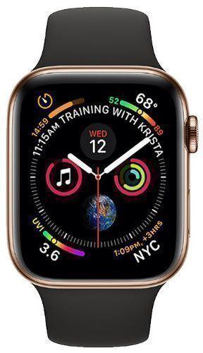 Apple Watch Series 4 (Cellular + GPS) - 16GB - 44mm - Gold Aluminum Case with Black Rubber Sport Band