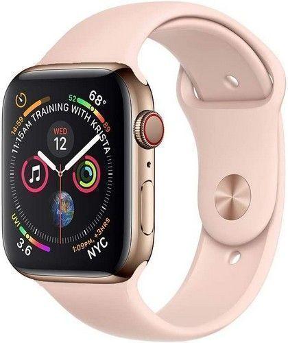 Apple Watch Series 4 (Cellular + GPS) - 16GB - 44mm - Gold Stainless Steel Case with Pink Sand Rubber Sport Band