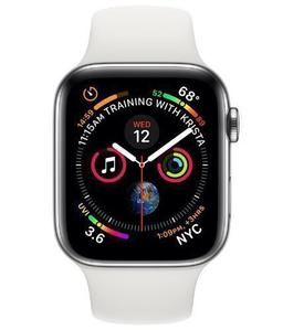 Apple Watch Series 4 (Cellular + GPS) - 16GB - 44mm - Silver Stainless Steel Case with White Rubber Sport Band