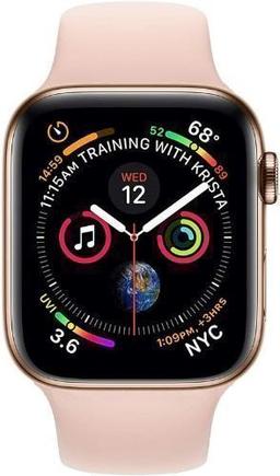 Apple Watch Series 5 (Cellular + GPS) - 32GB - 44mm - Gold Stainless Steel Case with Pink Sand Rubber Sport Band