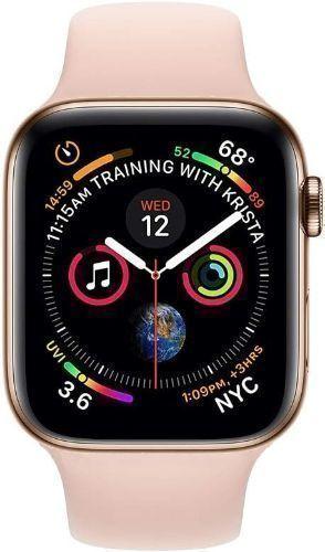 Apple Watch Series 5 (Cellular + GPS) - 32GB - 44mm - Gold Stainless Steel Case with Pink Sand Rubber Sport Band