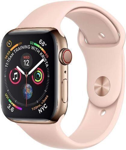 Apple Watch Series 5 (Cellular + GPS) - 32GB - 44mm - Gold Stainless Steel Case with Pink Sand Rubber Sport Band