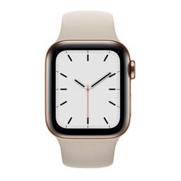 Apple Watch Series 5 (Cellular + GPS) - 32GB - 44mm - Gold Stainless Steel Case with Stone Rubber Sport Band