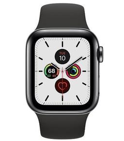 Apple Watch Series 5 (Cellular + GPS) - 32GB - 44mm - Space Black Stainless Steel Case with Black Rubber Sport Band