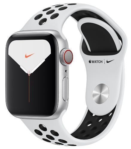 Apple Watch Series 5 (Cellular + GPS) - 32GB - 44mm - Silver Nike (Aluminum) Case with Pure Platinum/Black Rubber Nike Sport Band