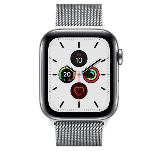 Apple Watch Series 5 (Cellular + GPS) - 32GB - 40mm - Silver Stainless Steel Case with Silver Stainless Steel Milanese Loop Band