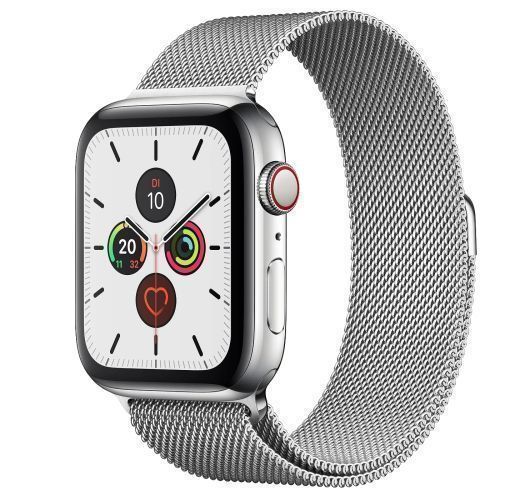 Apple Watch Series 5 (Cellular + GPS) - 32GB - 40mm - Silver Stainless Steel Case with Silver Stainless Steel Milanese Loop Band