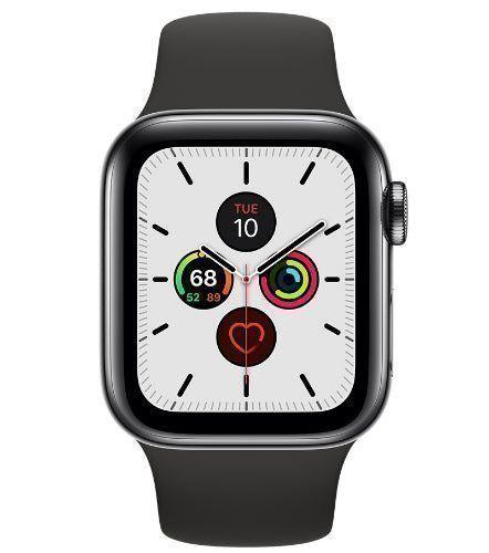 Apple  Watch Series 5 - 32GB - Space Grey-Aluminum-Sport Band-Black - Cellular + GPS - 44mm - Space Grey - Aluminum - Black - Sport Band - Rubber - Acceptable