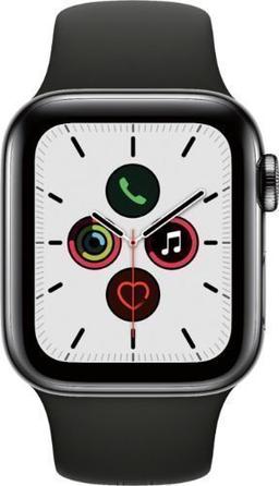 Apple Watch Series 5 (Cellular + GPS) - 32GB - 40mm - Space Grey Stainless Steel Case with Black Rubber Sport Band