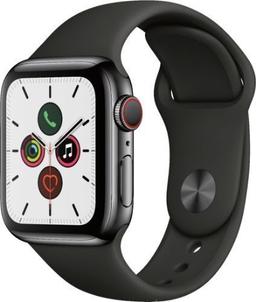 Apple Watch Series 5 (Cellular + GPS) - 32GB - 40mm - Space Grey Stainless Steel Case with Black Rubber Sport Band