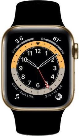 Apple Watch Series 6 (Cellular + GPS) - 32GB - 40mm - Gold Aluminum Case with Black Rubber Sport Band