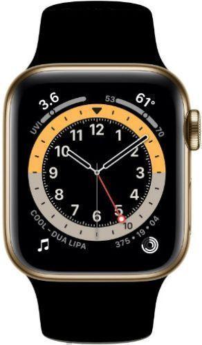 Apple Watch Series 6 (Cellular + GPS) - 32GB - 40mm - Gold Aluminum Case with Black Rubber Sport Band