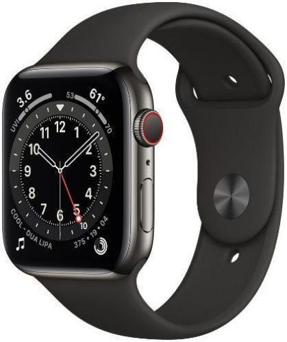 Apple Watch Series 6 (Cellular + GPS) - 32GB - 40mm - Graphite Stainless Steel Case with Black Rubber Sport Band