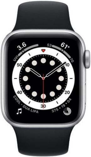 Apple Watch Series 6 (GPS) - 32GB - 44mm - Silver Aluminum Case with Black Rubber Sport Band