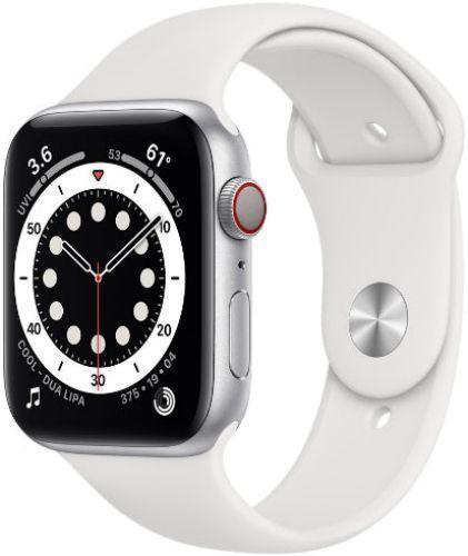 Apple Watch Series 6 (Cellular + GPS) - 32GB - 40mm - Silver Aluminum Case with White Rubber Sport Band