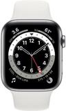 Apple Watch Series 6 (Cellular + GPS) - 32GB - 44mm - Silver Stainless Steel Case with White Rubber Sport Band
