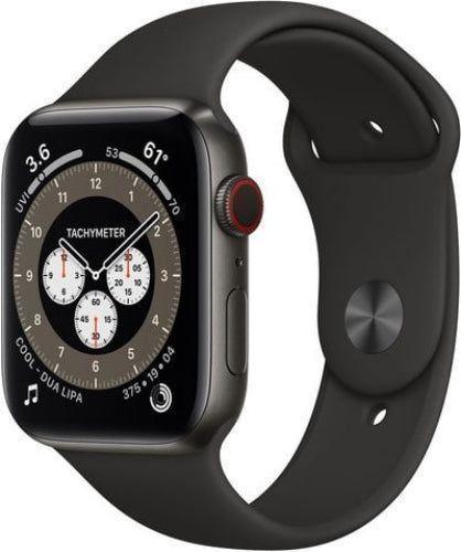 Apple Watch Series 6 (Cellular + GPS) - 32GB - 40mm - Space Black Titanium Case with Black Rubber Sport Band