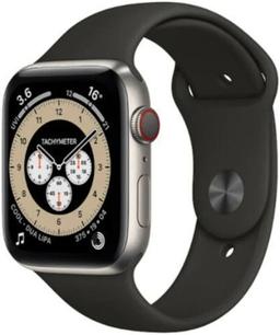 Apple Watch Series 6 (Cellular + GPS) - 32GB - 44mm - Titanium Titanium Case with Black Rubber Sport Band