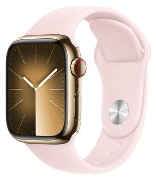 Apple Watch Series 7 (GPS) - 32GB - 41mm - Gold Stainless Steel Case with Pink Sand Rubber Sport Band