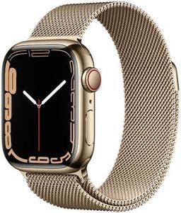Apple Watch Series 7 (Cellular + GPS) - 32GB - 41mm - Gold Stainless Steel Case with Gold Stainless Steel Milanese Loop Band