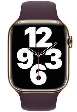 Apple Watch Series 7 (Cellular + GPS) - 32GB - 45mm - Gold Stainless Steel Case with Dark Cherry Rubber Sport Band