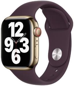 Apple Watch Series 7 (Cellular + GPS) - 32GB - 45mm - Gold Stainless Steel Case with Dark Cherry Rubber Sport Band