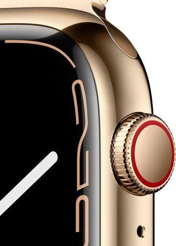 Apple Watch Series 7 (Cellular + GPS) - 32GB - 45mm - Gold Stainless Steel Case with Midnight Rubber Sport Band
