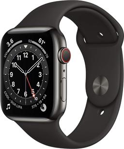 Apple Watch Series 7 (Cellular + GPS) - 32GB - 45mm - Graphite Stainless Steel Case with Black Rubber Sport Band