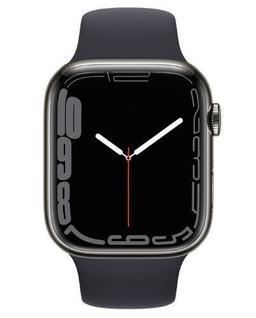 Apple Watch Series 7 (Cellular + GPS) - 32GB - 45mm - Graphite Stainless Steel Case with Midnight Rubber Sport Band