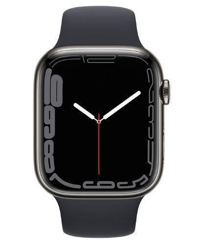 Apple Watch Series 7 (Cellular + GPS) - 32GB - 45mm - Graphite Stainless Steel Case with Midnight Rubber Sport Band