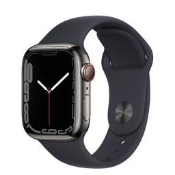 Apple Watch Series 7 (Cellular + GPS) - 32GB - 45mm - Graphite Stainless Steel Case with Midnight Rubber Sport Band