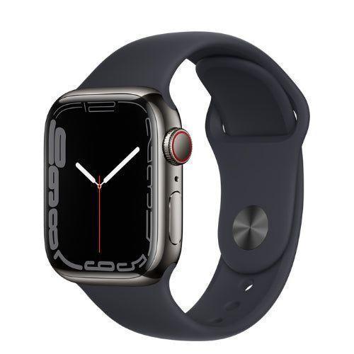Apple Watch Series 7 (Cellular + GPS) - 32GB - 45mm - Graphite Stainless Steel Case with Midnight Rubber Sport Band