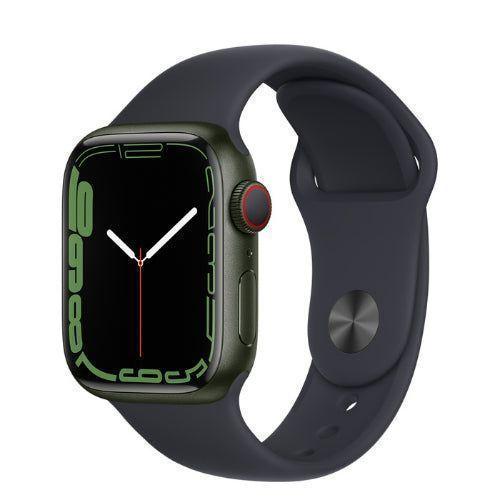 Apple Watch Series 7 (Cellular + GPS) - 32GB - 41mm - Green Aluminum Case with Midnight Rubber Sport Band