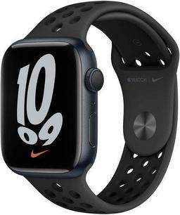 Apple Watch Series 7 (Cellular + GPS) - 32GB - 41mm - Midnight Nike (Aluminum) Case with Black Rubber Nike Sport Band