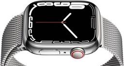 Apple Watch Series 7 (Cellular + GPS) - 32GB - 45mm - Silver Stainless Steel Case with Silver Stainless Steel Milanese Loop Band