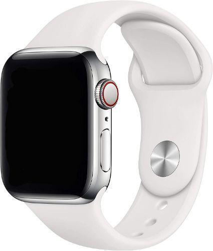 Apple Watch Series 7 (Cellular + GPS) - 32GB - 45mm - Silver Stainless Steel Case with White Rubber Sport Band