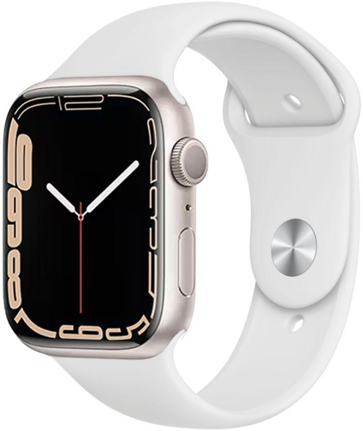 Apple Watch Series 7 (Cellular + GPS) - 32GB - 41mm - Starlight Aluminum Case with White Rubber Sport Band