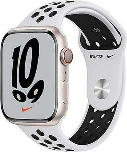Apple Watch Series 7 (Cellular + GPS) - 32GB - 41mm - Starlight Nike (Aluminum) Case with Pure Platinum/Black Rubber Nike Sport Band