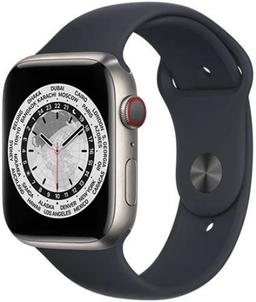 Apple Watch Series 7 (Cellular + GPS) - 32GB - 45mm - Titanium Titanium Case with Midnight Rubber Sport Band