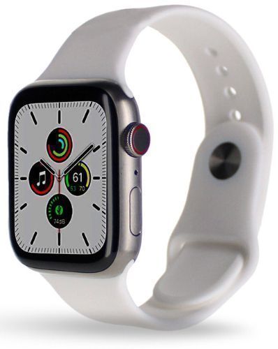 Apple Watch Series 7 (Cellular + GPS) - 32GB - 45mm - Titanium Titanium Case with White Rubber Sport Band
