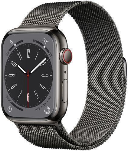 Apple Watch Series 8 (Cellular + GPS) - 32GB - 45mm - Graphite Stainless Steel Case with Graphite Stainless Steel Milanese Loop Band