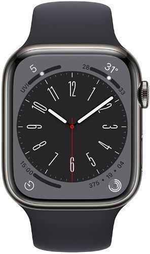 Apple Watch Series 8 (Cellular + GPS) - 32GB - 45mm - Graphite Stainless Steel Case with Midnight Rubber Sport Band