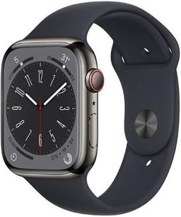 Apple Watch Series 8 (Cellular + GPS) - 32GB - 45mm - Graphite Stainless Steel Case with Midnight Rubber Sport Band