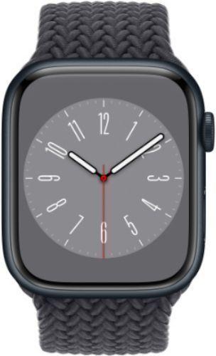 Apple  Watch Series 8 - 32GB - Midnight-Aluminum-Braided Solo Loop Band-Midnight - GPS - 45mm - Midnight - Aluminum - Midnight - Sport Band - Rubber - Acceptable