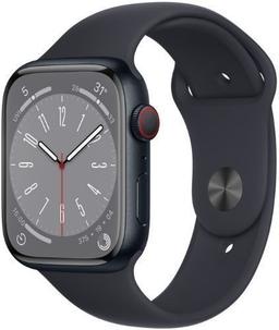 Apple Watch Series 8 (Cellular + GPS) - 32GB - 45mm - Midnight Aluminum Case with Midnight Rubber Sport Band