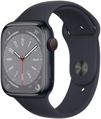 Apple Watch Series 8 (Cellular + GPS) - 32GB - 45mm - Midnight Aluminum Case with Midnight Rubber Sport Band