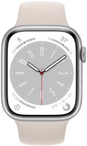 Apple Watch Series 8 (Cellular + GPS) - 32GB - 41mm - Silver Aluminum Case with Starlight Rubber Sport Band