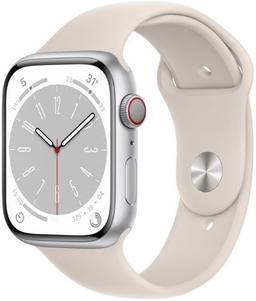 Apple Watch Series 8 (Cellular + GPS) - 32GB - 41mm - Silver Aluminum Case with Starlight Rubber Sport Band