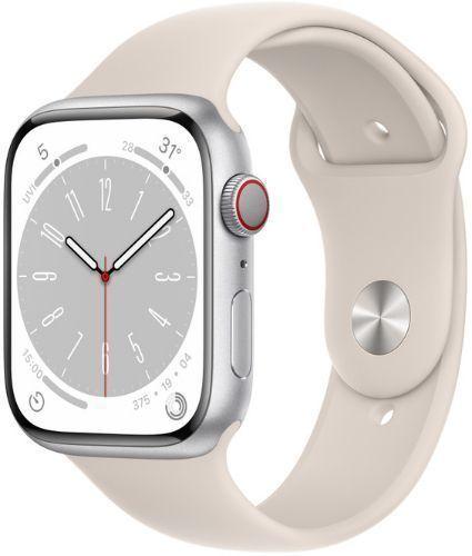 Apple Watch Series 8 (Cellular + GPS) - 32GB - 41mm - Silver Aluminum Case with Starlight Rubber Sport Band